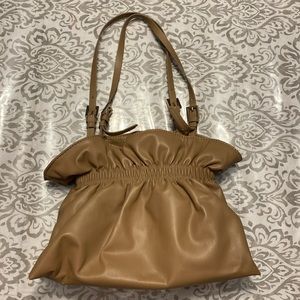 Tan Zara Rusched shoulder bag